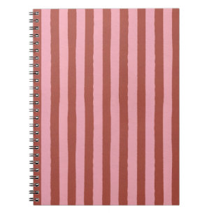 Cuaderno Patrón de rayas verticales de rosa moderno y terra