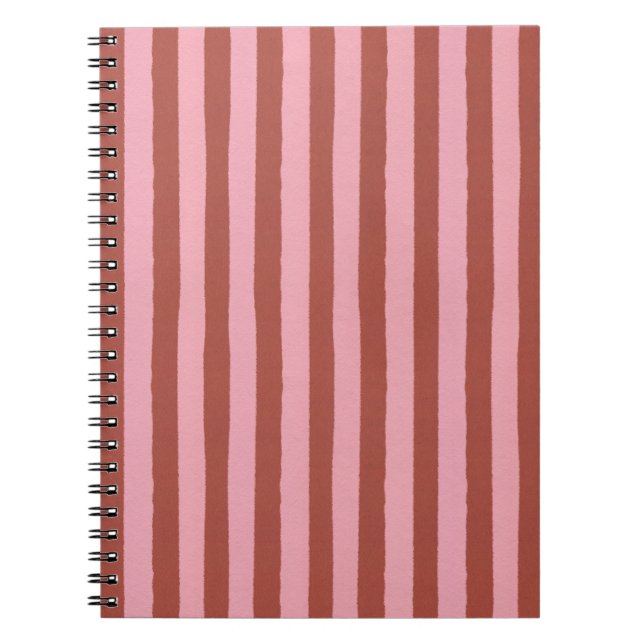 Cuaderno Patrón de rayas verticales de rosa moderno y terra (Frente)