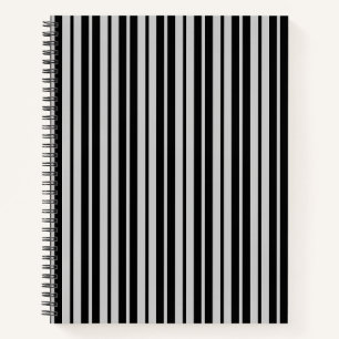 Cuaderno Patrón de rayas verticales negro gris ceniza