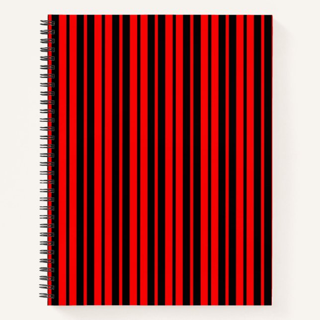 Cuaderno Patrón de rayas verticales rojas y negras (Anverso)