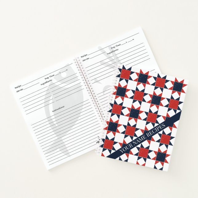 Cuaderno Patrón de receta de colcha estrella de arte popula (Interior)