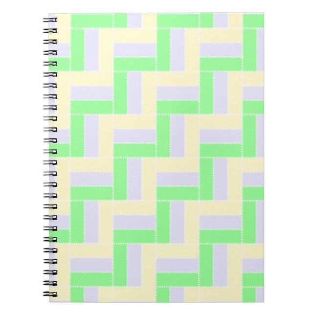 Cuaderno Patrón de rectángulos Pastel Líneas de puntos blan (Frente)