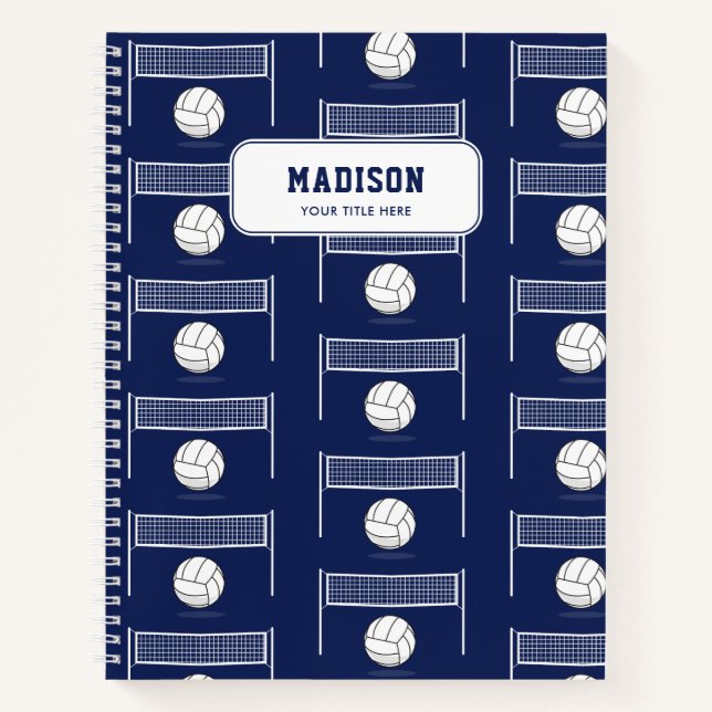Cuaderno Patrón de red y bolas de voleibol personalizadas (Anverso)
