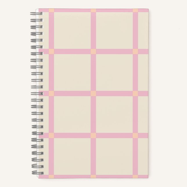 Cuaderno Patrón de rejilla beige y rosa suave (Anverso)