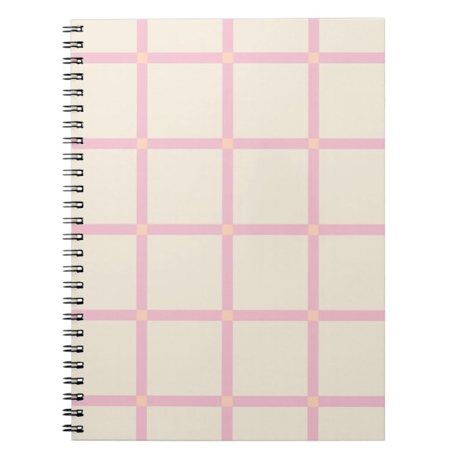 Cuaderno Patrón de rejilla beige y rosa suave (Frente)