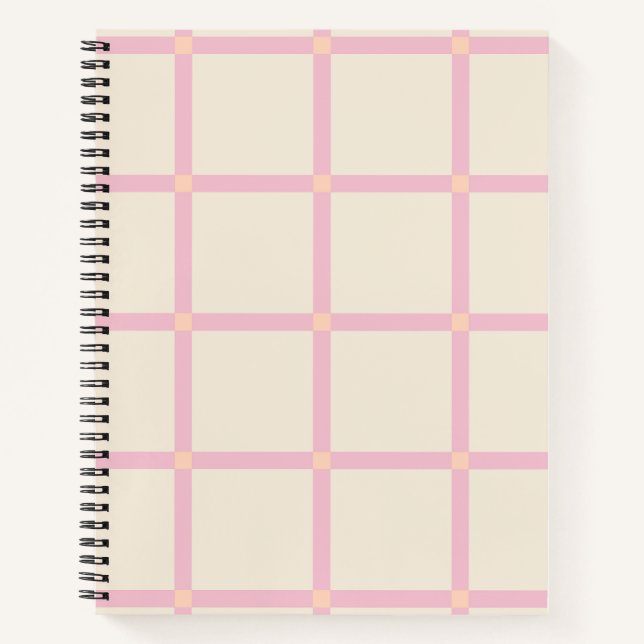 Cuaderno Patrón de rejilla beige y rosa suave (Anverso)