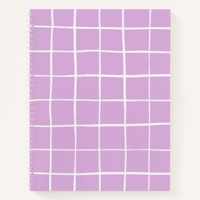 Cuaderno Patrón de rejilla moderno púrpura y blanco (Anverso)