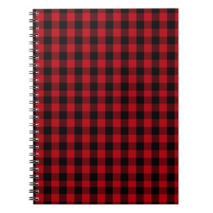 Cuaderno Patrón de relleno de búfalo en rojo y negro