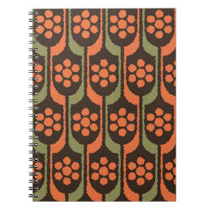 Cuaderno Patrón de repetición de flores sin soldadura naran