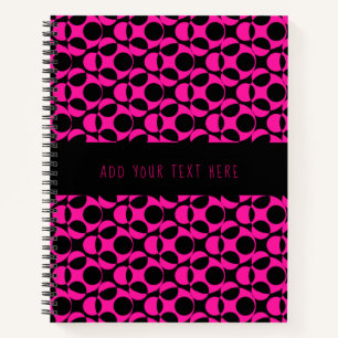 Cuaderno Patrón de resumen de puntos de polka negra rosa gr