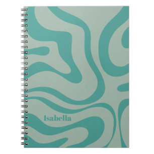 Cuaderno Patrón De Resumen De Swirl Líquido Retro Personali