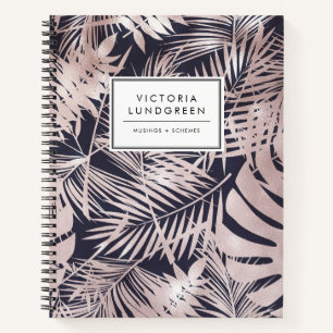 Cuaderno Patrón de resumen geométrico de oro Rosa de moda