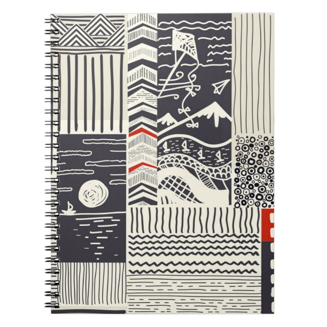 Cuaderno Patrón de retazos impecable a partir de garabatos  (Frente)