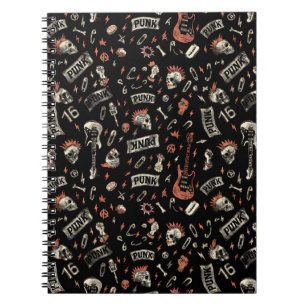 Cuaderno Patrón de rock de punk - Negrita y rebelde