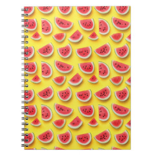 Cuaderno Patrón de rodajas de sandía fresca en amarillo