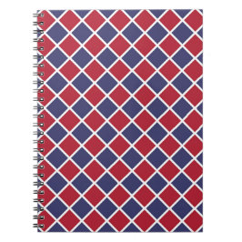 Cuaderno Patrón de rombo de arlequín de cuadros rojo azul b