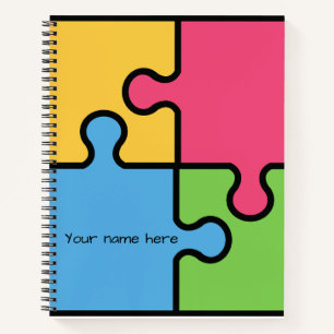 Cuaderno Patrón de rompecabezas con nombre editable