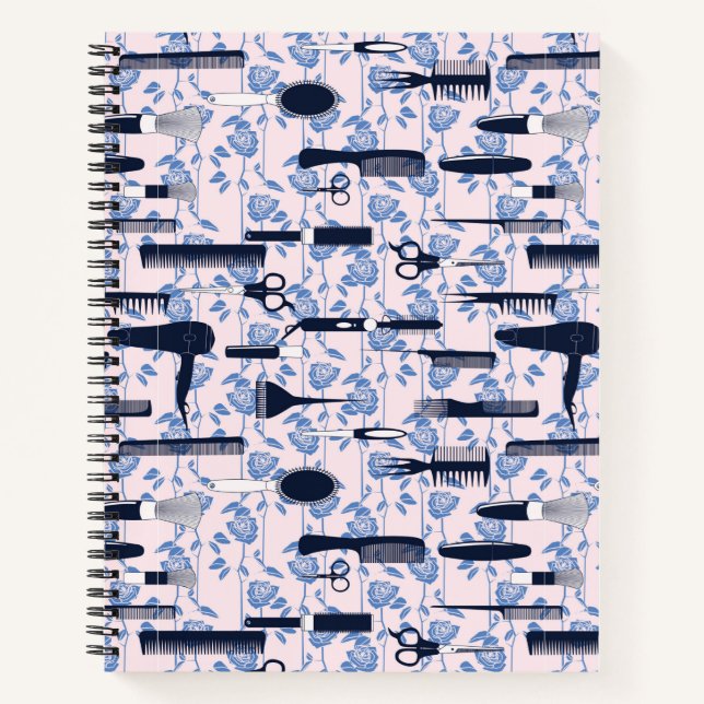 Cuaderno Patrón de Rosa azul de cuidado de belleza (Anverso)