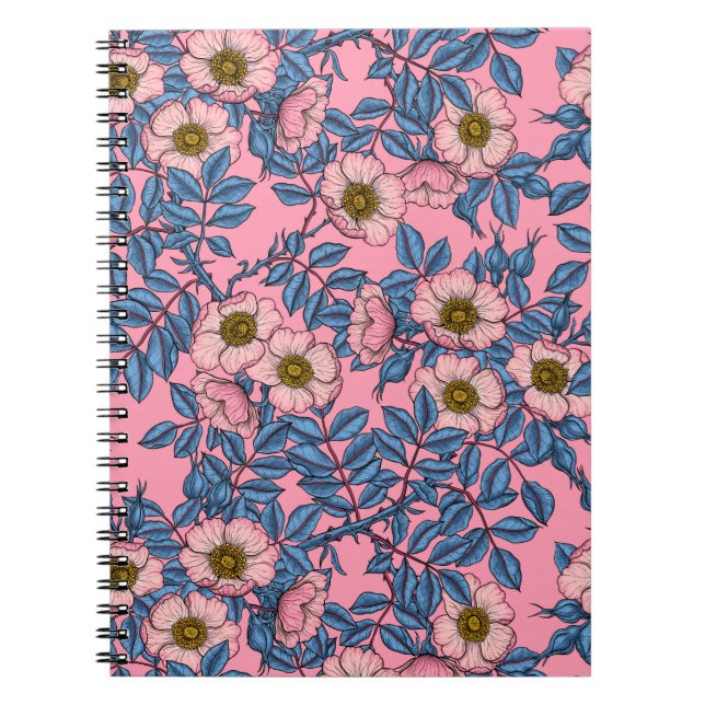 Cuaderno Patrón de rosa de perro (Frente)