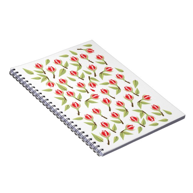 Cuaderno Patrón de rosa rojo (Lado Derecho)