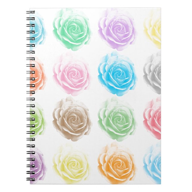 Cuaderno Patrón de rosas coloridos (Frente)