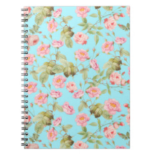 Cuaderno Patrón de Rosas de época victoriano en Verde azula