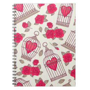 Cuaderno Patrón de Rosas de jaulas de aves florales