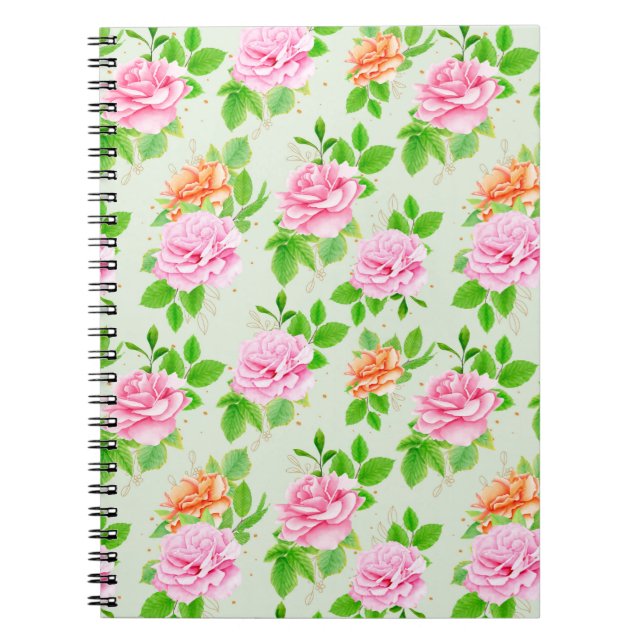 Cuaderno Patrón de Rosas Rosadas Florales (Frente)