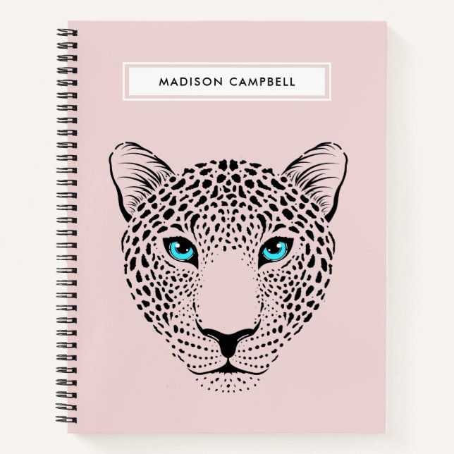 Cuaderno Patrón de rostro de leopardo simple moderno | No R (Anverso)