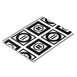 Cuaderno Patrón de Rótulo geométrico negro y blanco