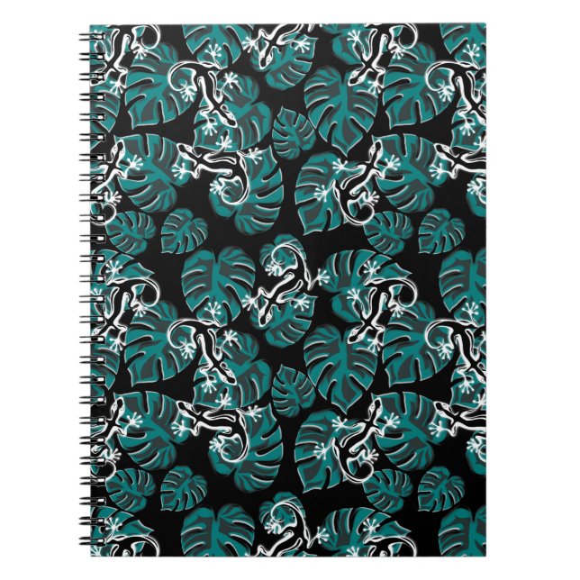 Cuaderno Patrón de salamandra y hoja verde (Frente)