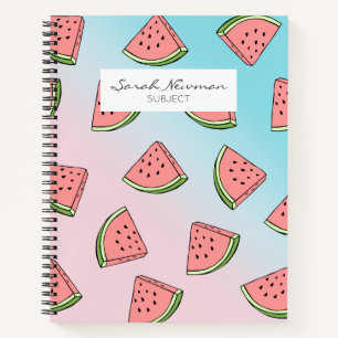 Cuaderno Patrón de sandía de verano suave rosa pastel y a