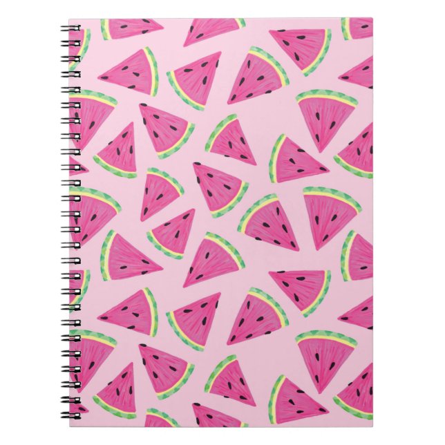 Cuaderno Patrón de sandía rosa femenino (Frente)