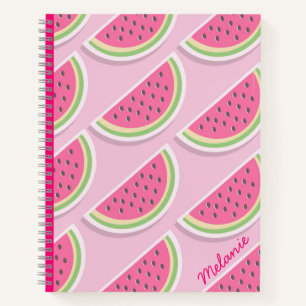 Cuaderno Patrón de sandía rosa lindo personalizado