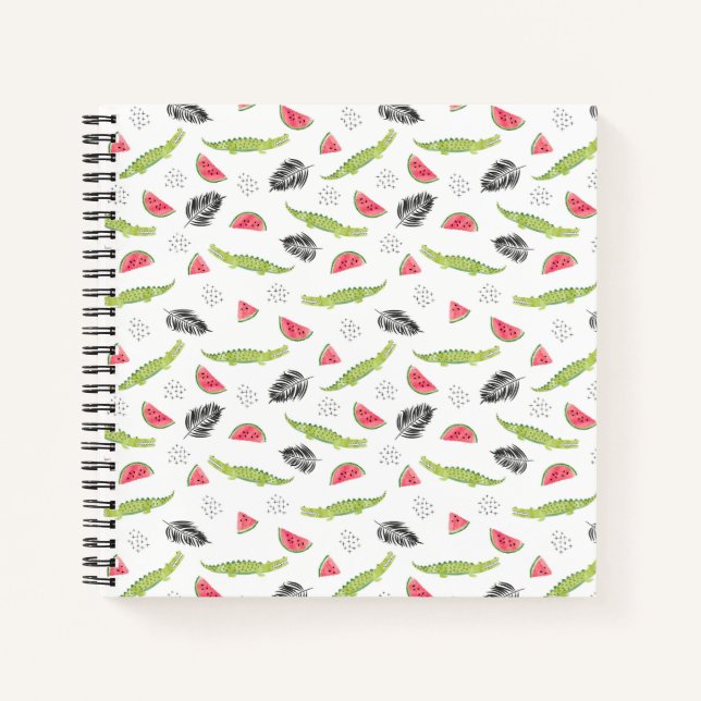 Cuaderno Patrón de sandía tropical y cocodrilo (Anverso)