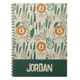 Cuaderno Patrón de selva tropical de león de Doodle lindo