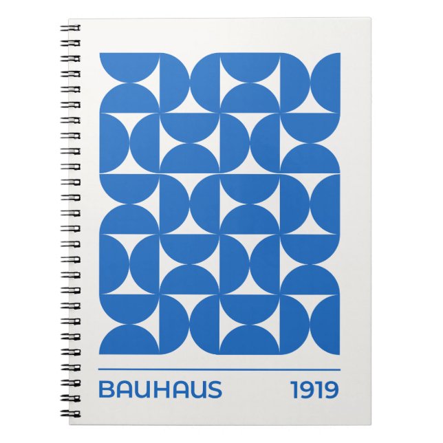 Cuaderno patrón de semicírculos Bauhaus Azul (Frente)