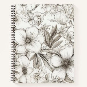 Cuaderno Patrón de Sepia Floral Vintage (11)