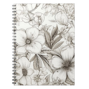 Cuaderno Patrón de Sepia Floral Vintage (11)