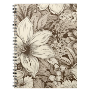 Cuaderno Patrón de Sepia Floral Vintage (3)