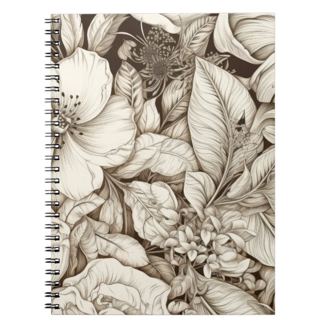 Cuaderno Patrón de Sepia Floral Vintage (9) (Frente)