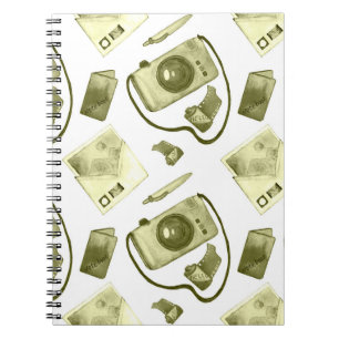 Cuaderno Patrón de sepia hipster sin soldadura de vintage c
