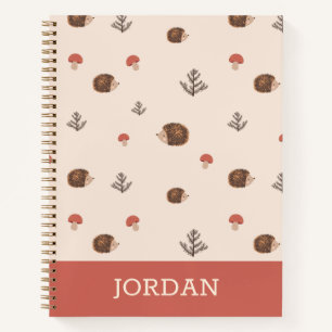 Cuaderno Patrón de setas y edgehog de Woodland