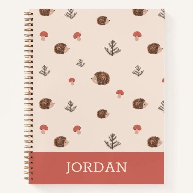 Cuaderno Patrón de setas y edgehog de Woodland (Anverso)