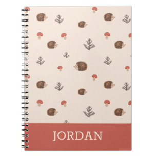 Cuaderno Patrón de setas y edgehog de Woodland