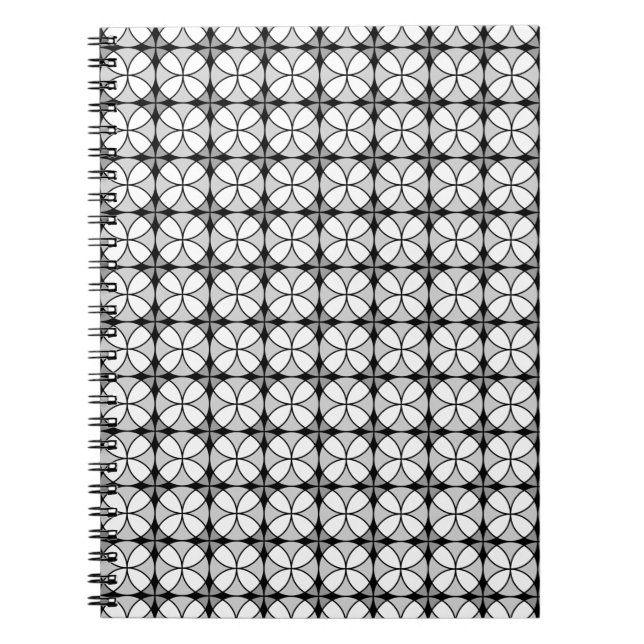 Cuaderno Patrón de Shippo blanco y negro con clase (Frente)