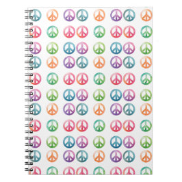 Cuaderno Patrón de signo de paz en acuarela colorida vibra