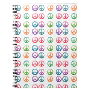 Cuaderno Patrón de signo de paz en acuarela colorida vibra 