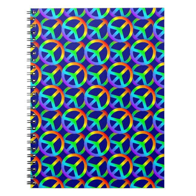 Cuaderno Patrón de signos de paz en arco iris (Frente)