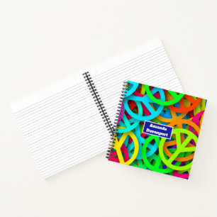 Cuaderno Patrón de signos de paz Groovy Sixties Vibe